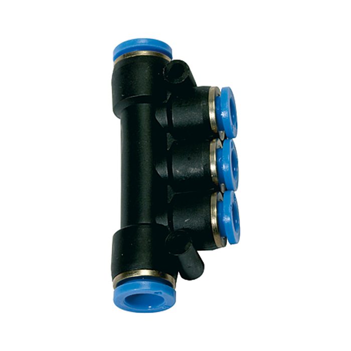 RIEGLER T-Mehrfachverteiler, Steckanschl. »Blaue Serie«, Schl.-Ø 2x10/3x6