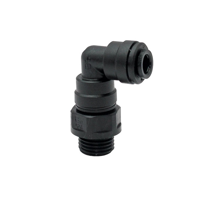 RIEGLER Angled screw-in fitting POM, G 3/8 o., for hose exterior Ø 10 mm