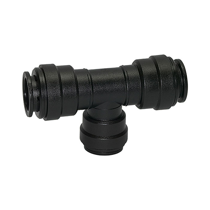 RIEGLER T-reducer connector POM, for hose exterior Ø1 18 mm / Ø2 15 mm