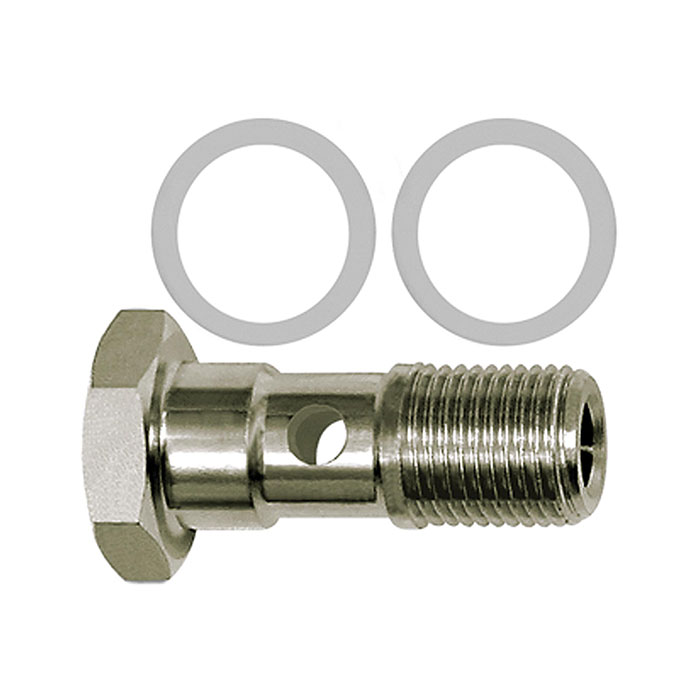 RIEGLER Hollow screw with PTFE sealing ring, Single, G 1/8