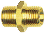 RIEGLER Double threaded nipple, Conical, R 1/4 o., R 3/8 o., AF 17, Brass