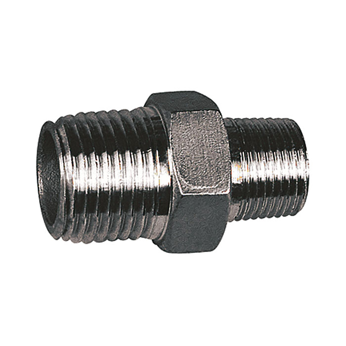 RIEGLER Double threaded nipple red. Hexagonal G 1 1/4 o., G 3/4 o. AF 45