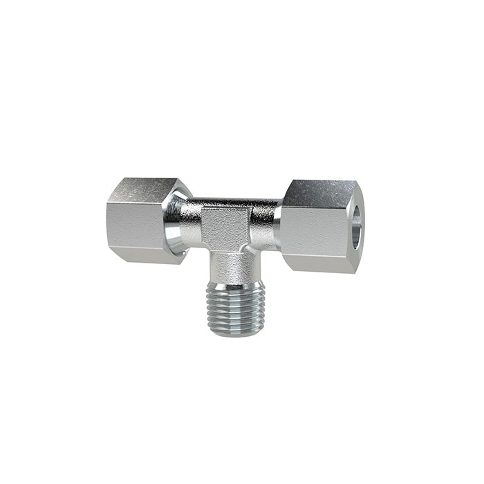 RIEGLER T screw-in fitting, R 1/4 o., Pipe exterior Ø 6, galvanised steel