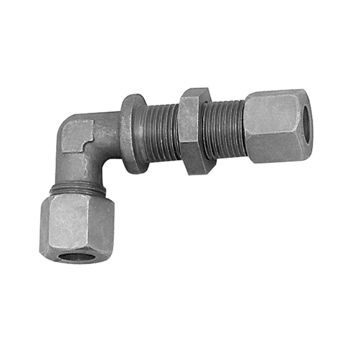RIEGLER Angled bulkhead fitting, Pipe exterior Ø 15 mm, galvanised steel