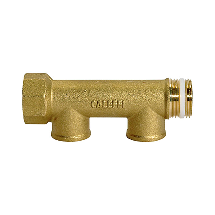 RIEGLER Distributor pipe, 2 outlets, Input 2x1, Output 2x1/2 IT, Brass
