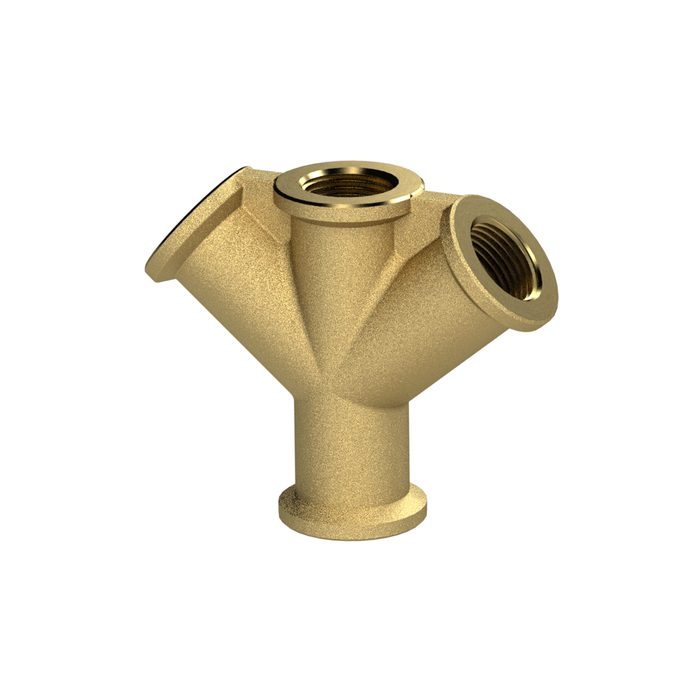 RIEGLER Distributor, 3-fold, G 1/2 i., 3 x G 1/2 IT, Bright brass