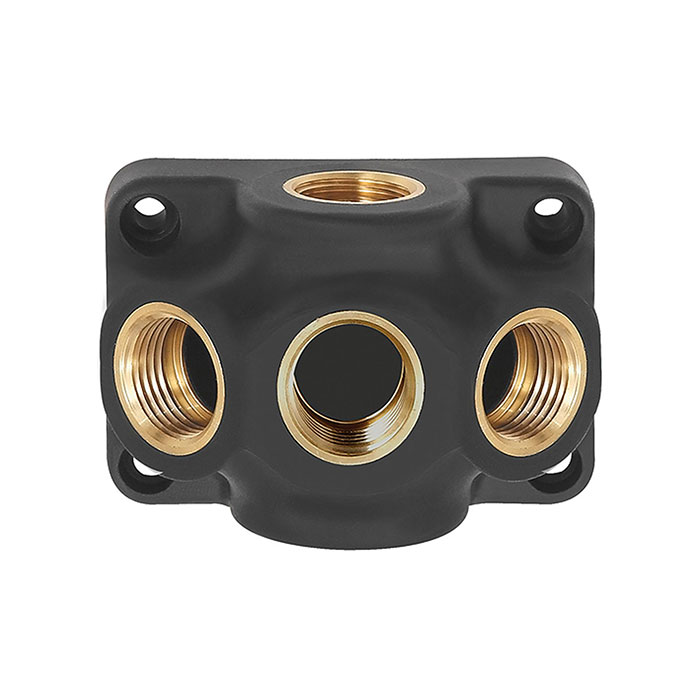 RIEGLER Through distributor, Input/Output G 3/4, Connection 3 x G 1/2