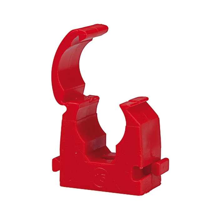RIEGLER Pipe clamp, Polypropylene, for pipe exterior Ø 28 mm, red