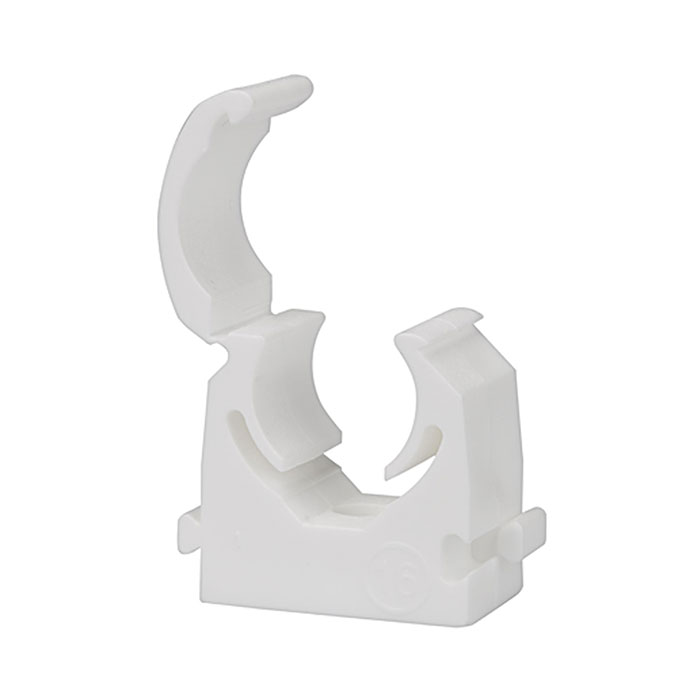RIEGLER Pipe clamp, Polypropylene, for pipe exterior Ø 18 mm, white