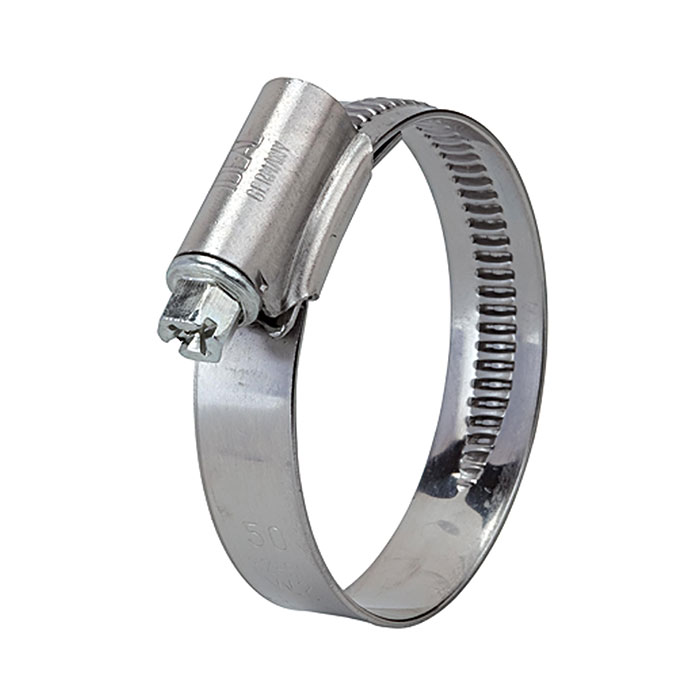 RIEGLER Worm thread hose clamp, Chrome steel 1.4016 (W2), 32.0 - 50.0 mm
