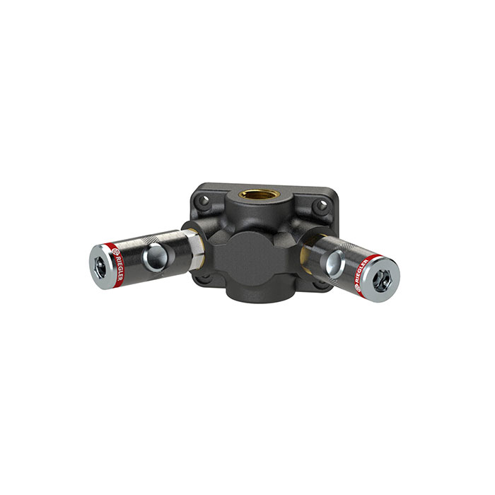 RIEGLER End distributor socket, G1/2, 2 safety coupl. I.D. 7.4, max.12bar