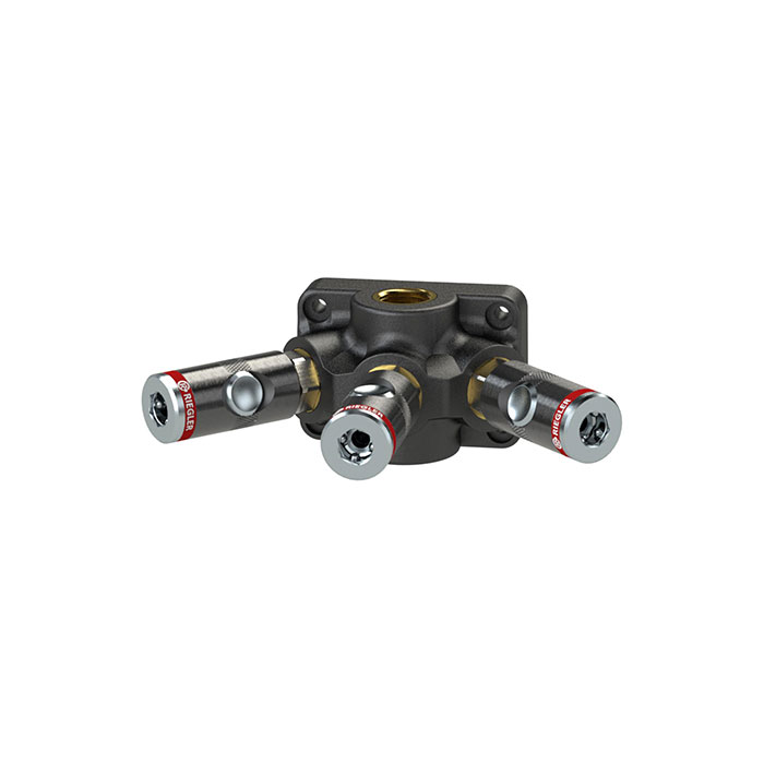 RIEGLER End distributor socket, G3/4, 3 safety coupl. I.D. 7.4, max.12bar