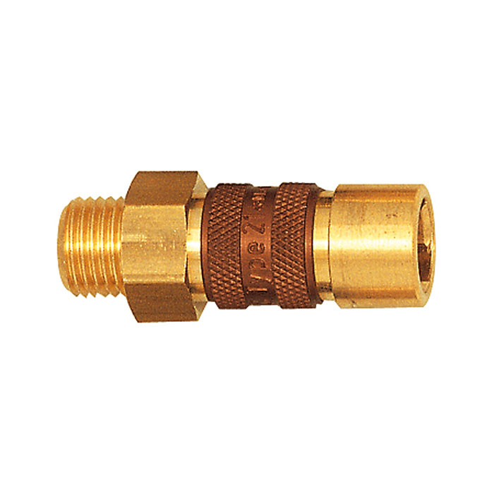 RIEGLER Captive quick-connect coupling I.D. 5, G 1/4 ET, brown