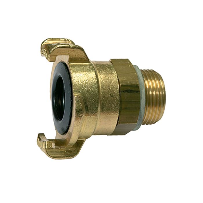 RIEGLER GEKA threaded piece, 360° rotating, bright brass, G 1 exterior