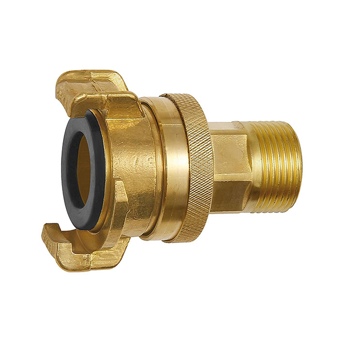 RIEGLER GEKA threaded piece, rigid, Safety design, bright brass, G 1 o.