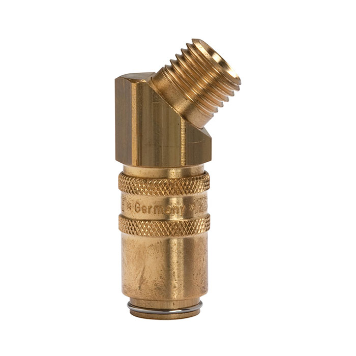 RIEGLER Tempered coupling DN 6, Exterior thread, Brass, G 1/4 45°