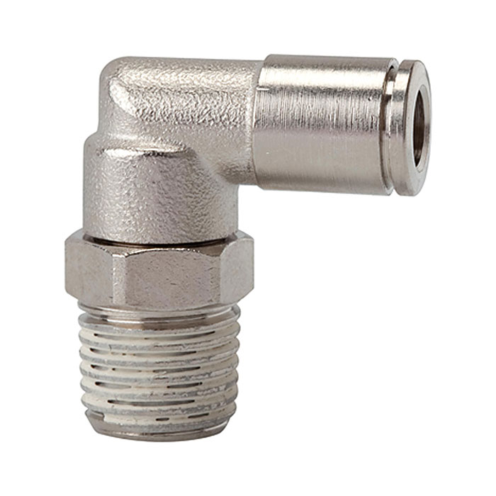 RIEGLER Push-in L-fitting »metallica« rotating, R 1/8 o., hose ext. Ø 6