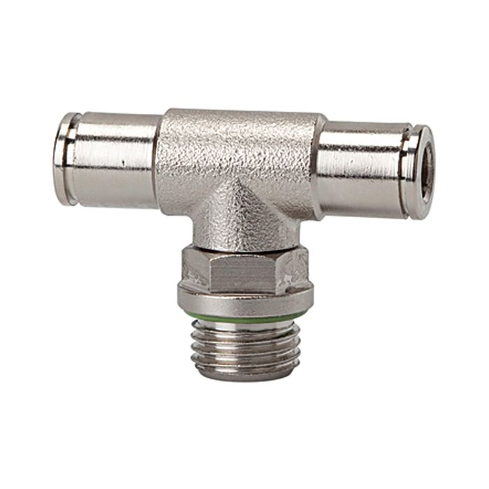 RIEGLER Push-in T-fitting »metallica« rotating, G 3/8 o., hose ext. Ø 8