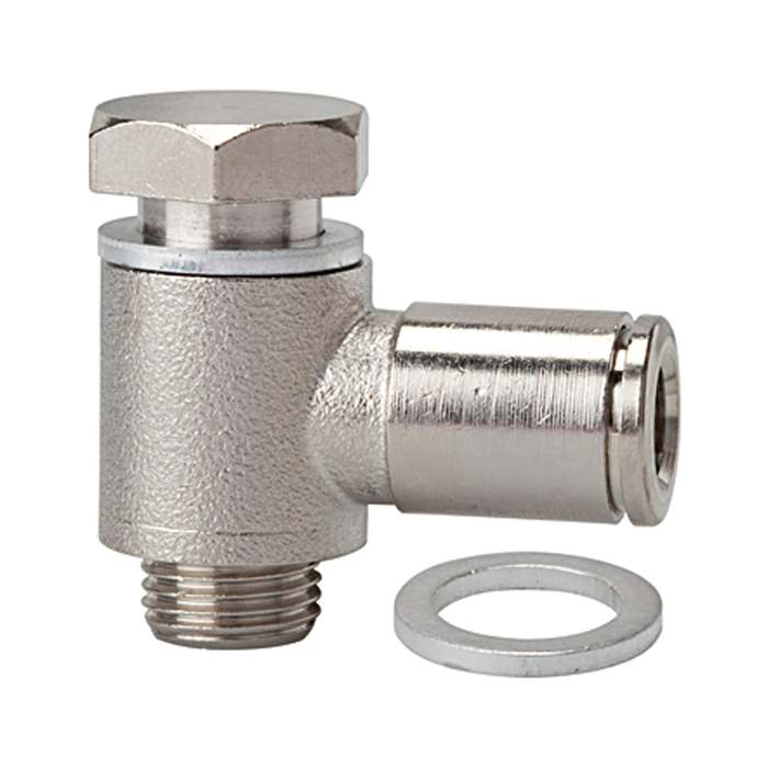 RIEGLER Push-in L-fitting »metallica«, rotating, G1/8 o., for hose ext.Ø4