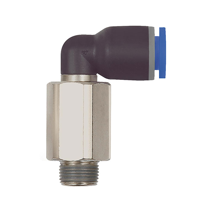 RIEGLER L-Steckverschraubung »Blaue Serie« lang, drehbar, R 3/8 a., Ø12mm