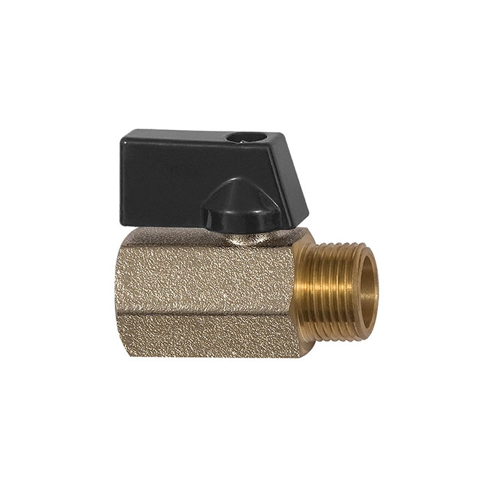 RIEGLER Mini-Kugelhahn »valve line«, MS vern., Drehgriff, G 1/4 IG/AG