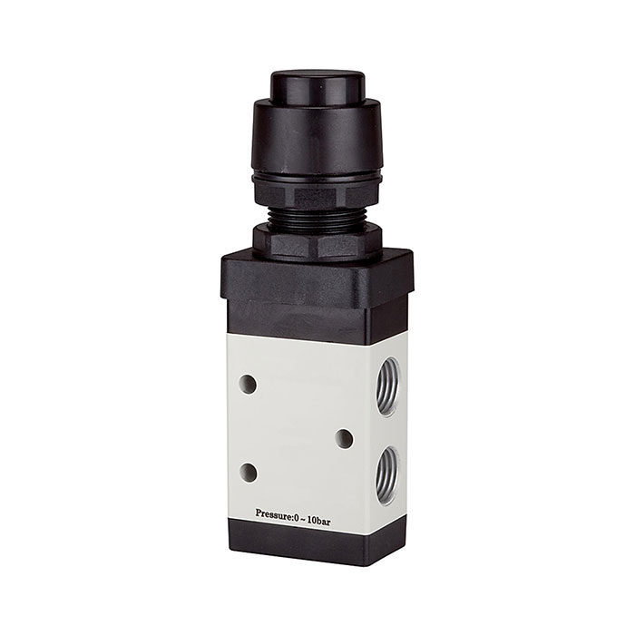 RIEGLER 3/2-way valve manual »M3« Push button, NC, monostable, G 1/8