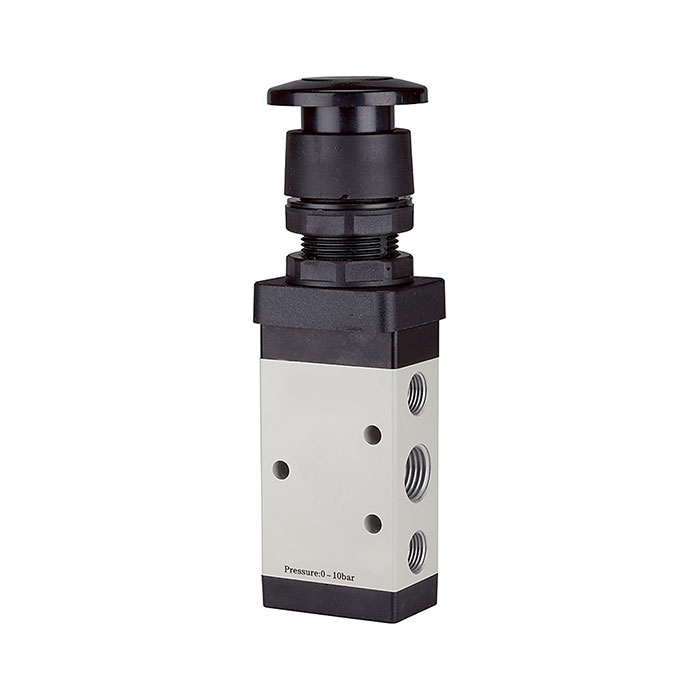 RIEGLER 5/2-way valve, manual »M5« Palm button, monostable, G 1/4
