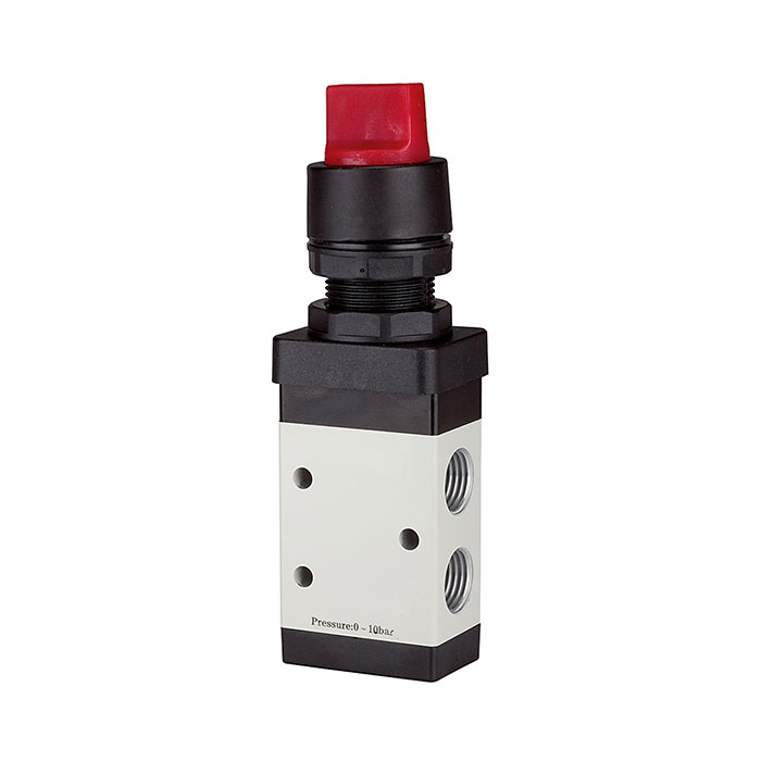 RIEGLER 3/2-way valve, manual »M3« Rotating handle, NC, monostable, G 1/4