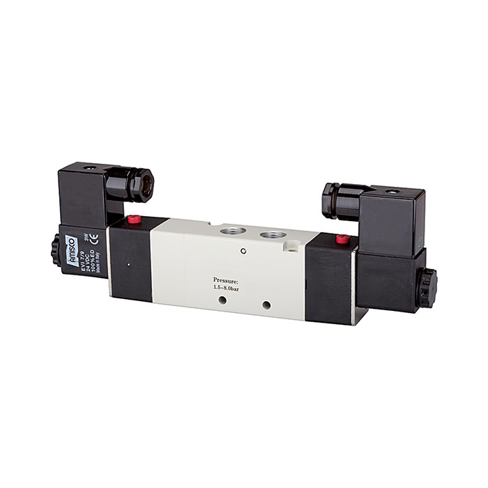 RIEGLER 5/3-way valve, electropneumatic, »4V« Centre closed, 24 V DC
