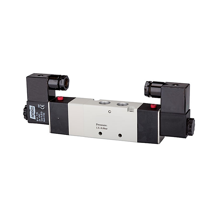 RIEGLER 5/3-way valve, electropneumatic, »4V« Centre vented, 24 V DC