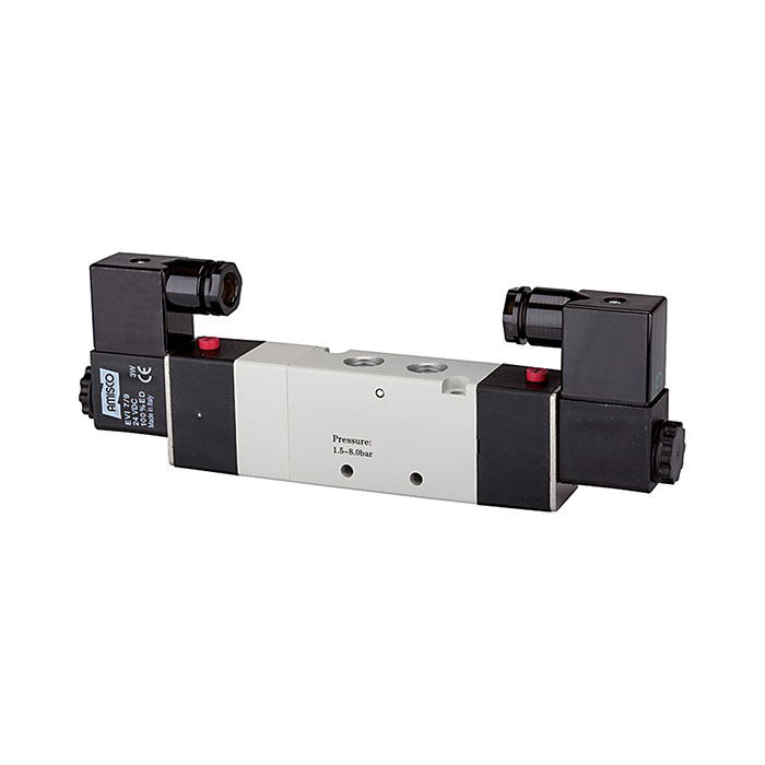 RIEGLER 5/3-way valve, electropneumatic, »4V« Centre aerated, 24 V DC