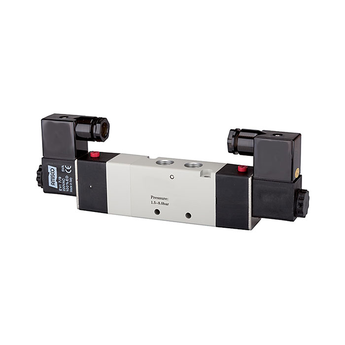 RIEGLER 5/3-way valve, electropneumatic »4V« Centre aerated, 230 V, 50 Hz