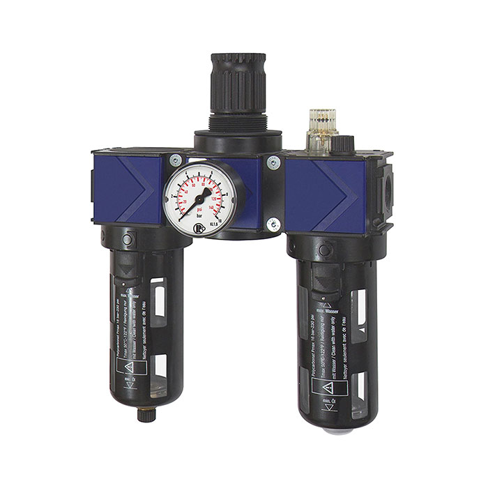 RIEGLER Wartungseinheit 3-tlg. »variobloc« PC-Beh., Schutzkorb, BG1, G3/8