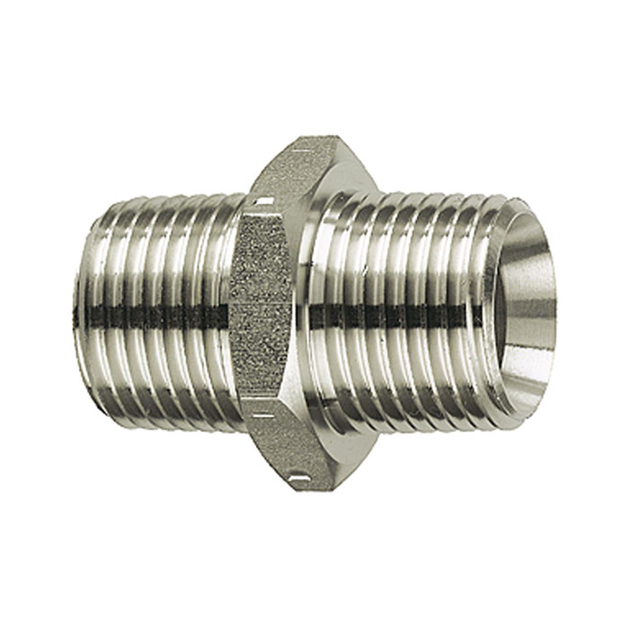RIEGLER Double threaded nipple, R 1/8 o., R 1/4 o., Stainless steel