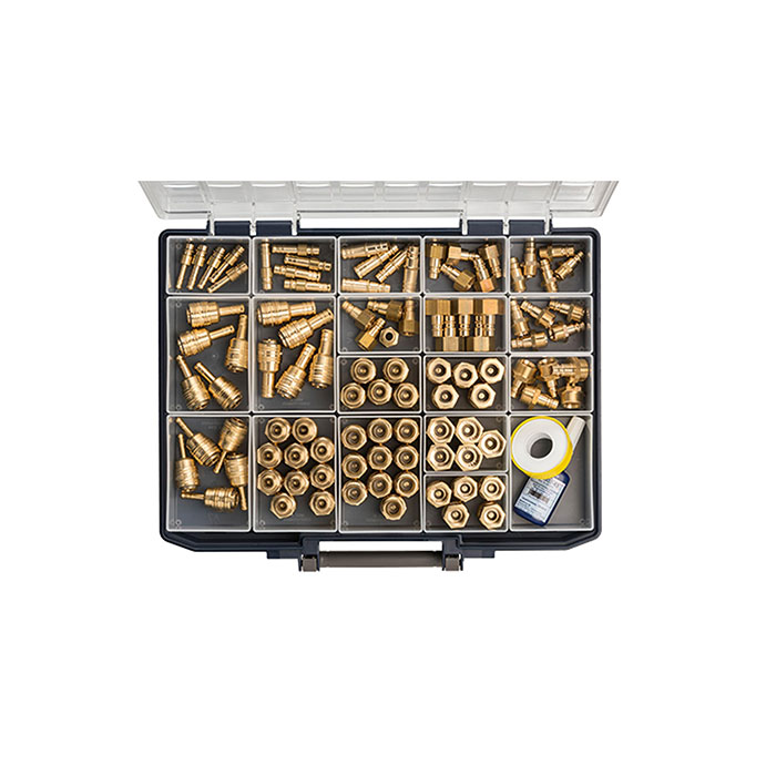 RIEGLER Assortment box with quick disconnect couplings and push-in plugs