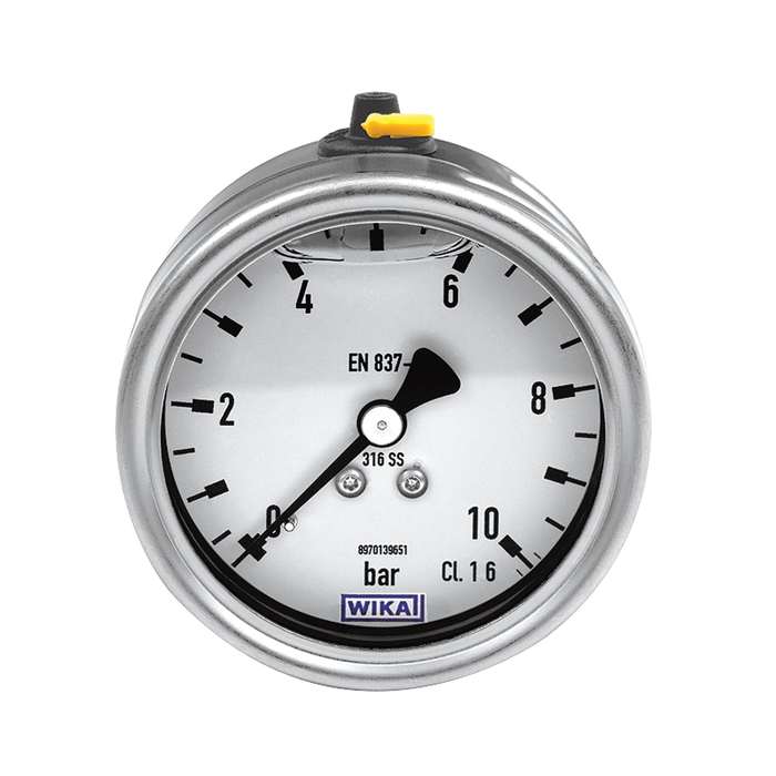 RIEGLER Glycerine pressure gauge, CrNi steel, G 1/2, 0 - 40 bar, Ø 100