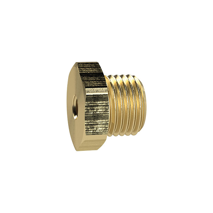 RIEGLER Reducing nipple, short, G 1/4 ET, M5 IT, AF 17, Brass