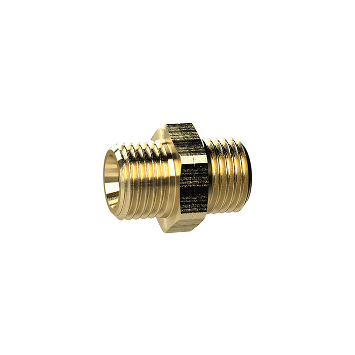RIEGLER Double threaded nipple, G 3/8 o. left, G 3/8 o. left, AF 19 Brass