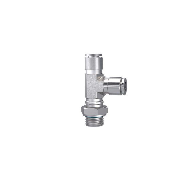 RIEGLER Push-in T-fitting, L-shape rotating G 1/4 o. for hose exterior Ø6