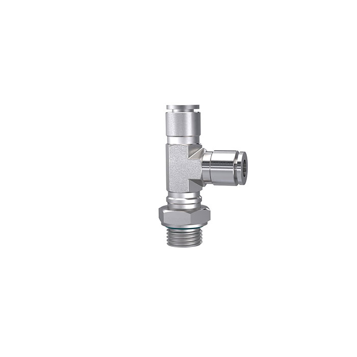 RIEGLER Push-in T-fitting L-shape rotating G 1/4 o. for hose exterior Ø12