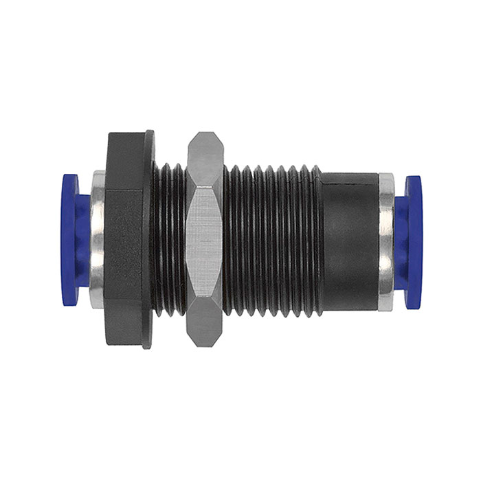 RIEGLER Straight push-in bulkhead connector »Blue Series«, M16x1.5