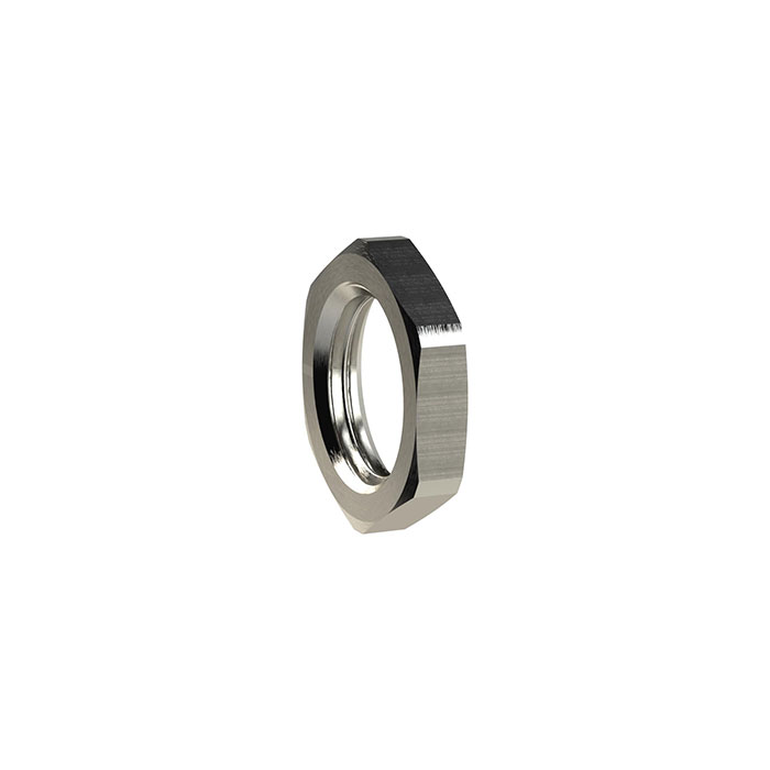 RIEGLER Hexagonal counter nut, M22x1.0, AF 27, nickel-plated brass