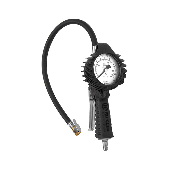 RIEGLER Stand. manual tyre gauge, quick connector, Uncalibrated, 0-12 bar
