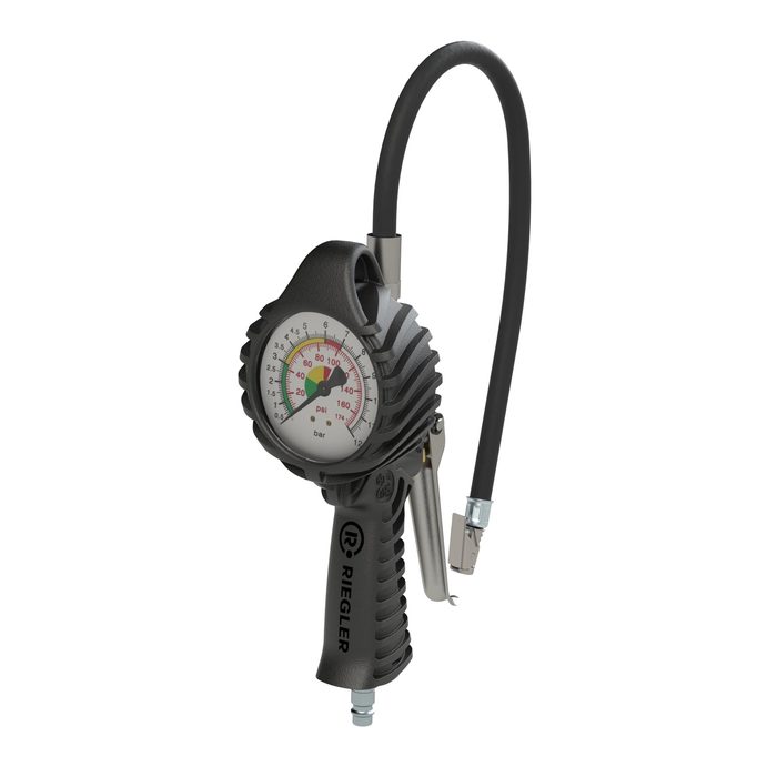 RIEGLER Stand. manual tyre gauge, quick connector, Uncalibrated, 0-12 bar