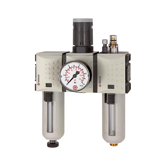 RIEGLER Service unit 3-part »FUTURA«, PC, Size 2, G 3/8, 0.2-4, Semi a.