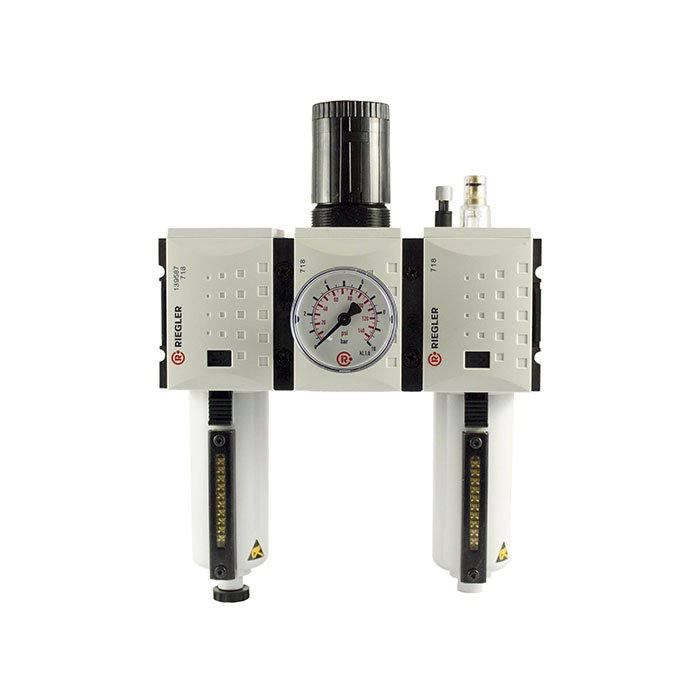 RIEGLER Wartungseinheit 3-tlg. »FUTURA«, MBeh., BG2, G1/2, 0,5-16 bar, HA