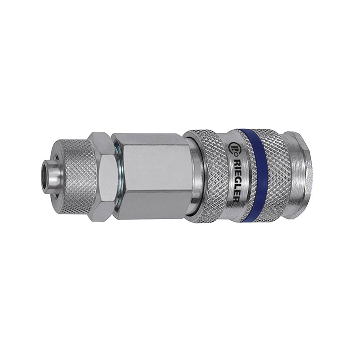 RIEGLER Quick-connect coupling I.D. 7.8, Steel, Hose connection 12x9