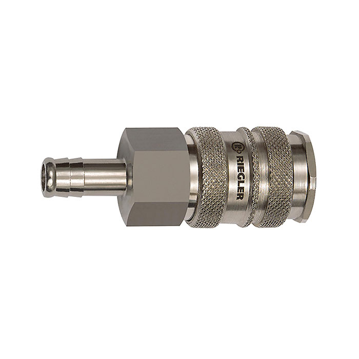 RIEGLER Quick-connect coupling I.D. 10, Steel/nickel-plated brass, I.D.10