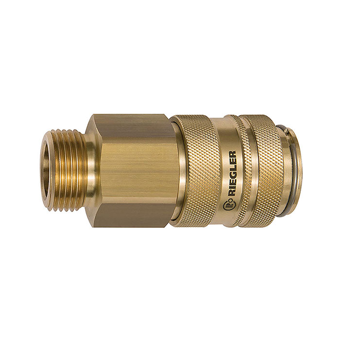 RIEGLER Schnellverschlusskupplung NW 19, Messing blank, G 1 1/4 AG