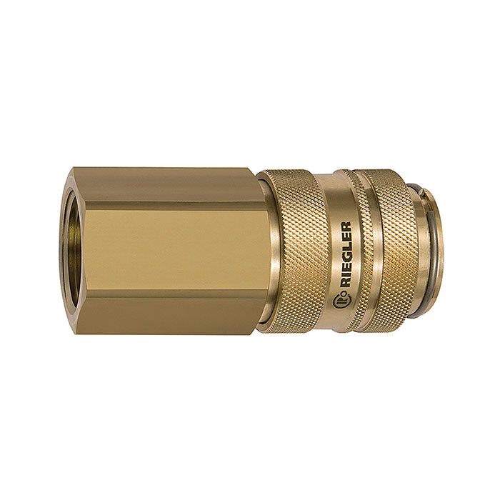 RIEGLER Quick-connect coupling I.D. 19, Bright brass, G 1 1/4 IT